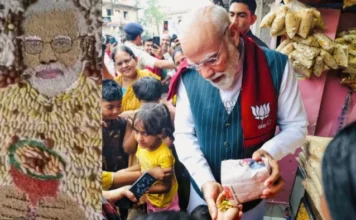 सिवनी-मालवा के कलाकार ने झालमुड़ी के दानों से उकेरी प्रधानमंत्री मोदी की तस्वीर