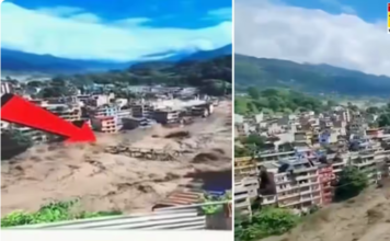 VIDEO: तिब्बत की ओर से आई भीषण तबाही, नेपाल के रसुवा में बाढ़ से हाहाकार, तबाह हो गया पुल, कई गाड़ियां भी बह गईं