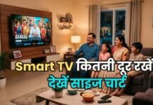 50 इंच का स्मार्ट टीवी कितनी दूरी से देखना चाहिए? गलत दूरी बिगाड़ सकती है सेहत, देखें पूरा साइज चार्ट