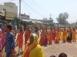 अमोली शारदा मंदिर से निकली २०१ कलशों की भव्य शोभायात्रा